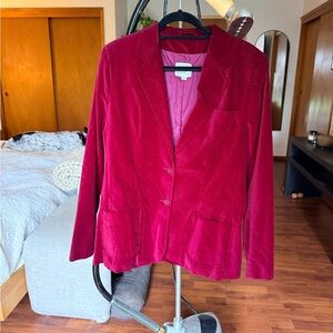 Women's Vintage 1970s Rasberry Velvet cotton Blazer